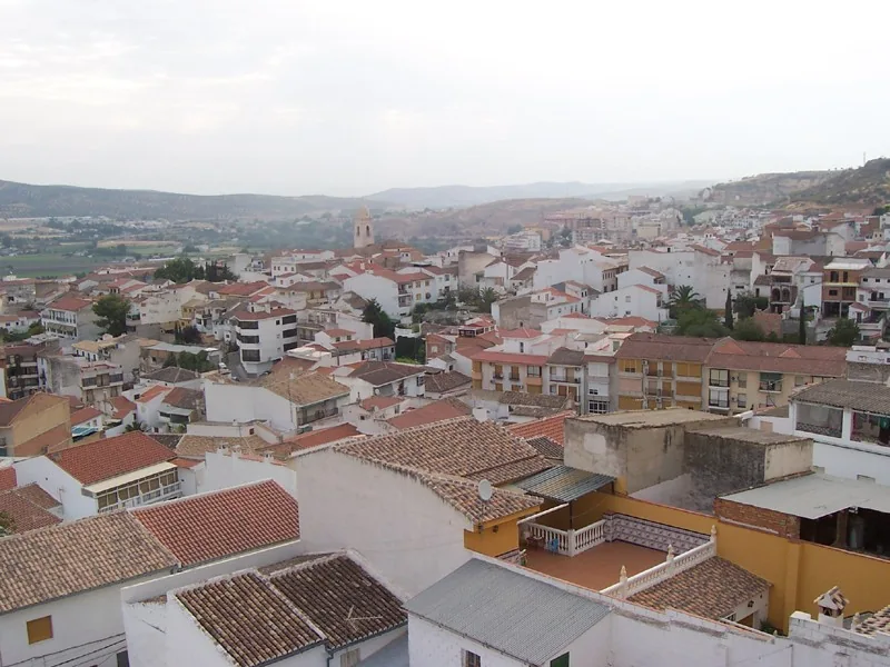 Vista de los tejados y las calles de Loja, Granada